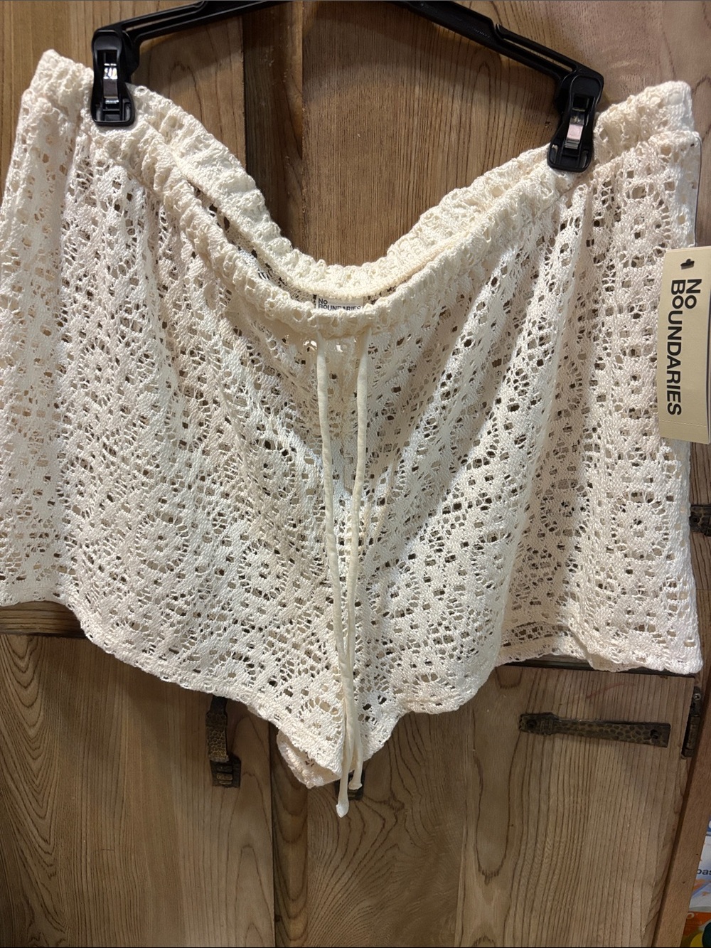 Bikini cover up shorts off white crochet size XL